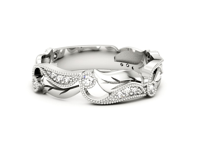 Pierścionek obrączka z brylantami białe złoto - p16672b — zdjęcie 2