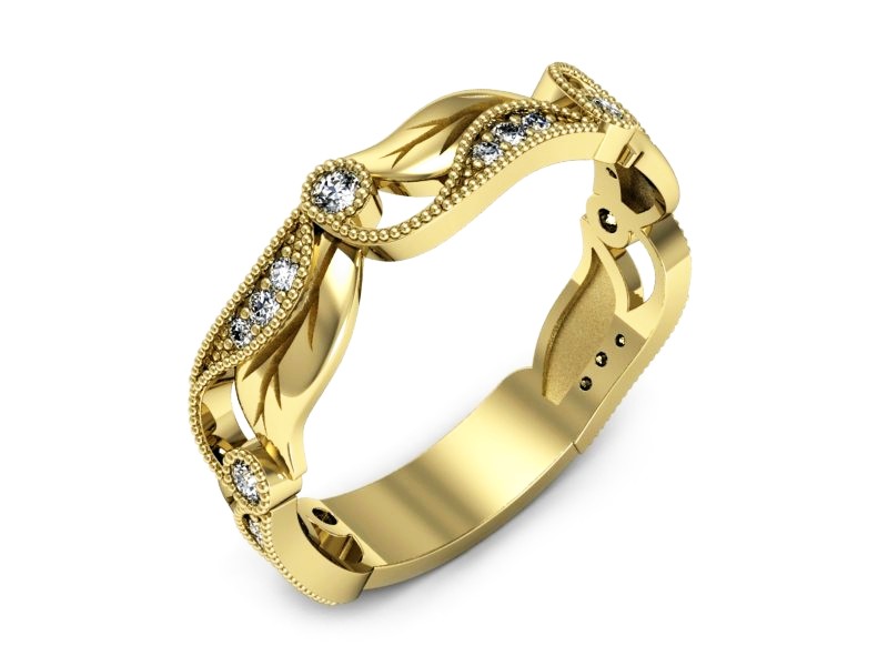 Obrączka z brylantami żółte złoto - p16672z