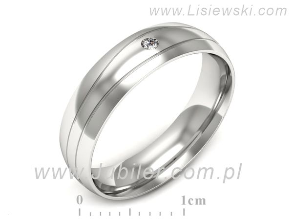 Obrączka z brylantem białe złoto próba 585 - p16673b- 1