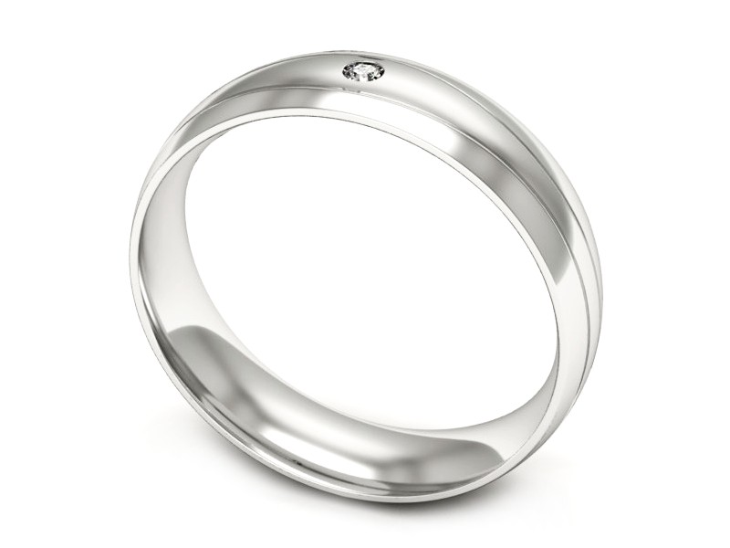 Obrączka z brylantem białe złoto - p16673b — zdjęcie 3