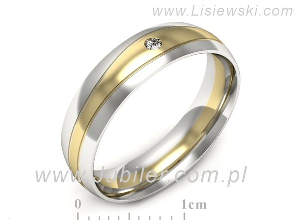 Obrączka z brylantem żółte i białe złoto dwukolorowe - p16673bz- 1
