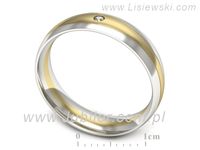 Obrączka z brylantem żółte i białe złoto dwukolorowe - p16673bz- 3