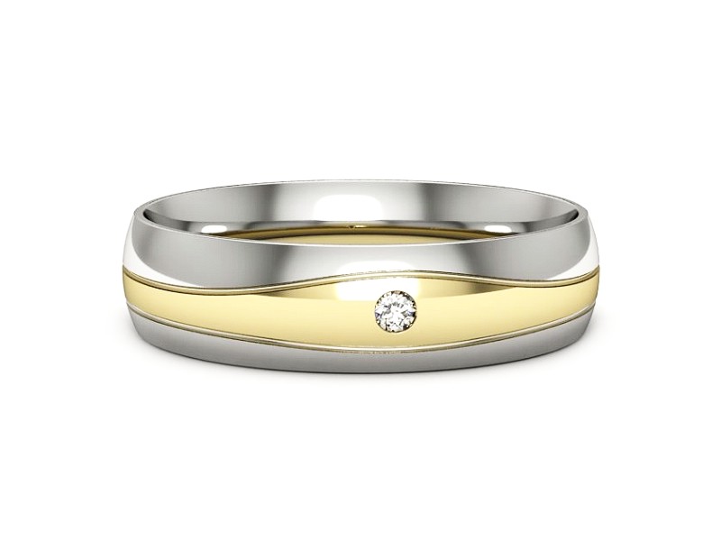 Obrączka z brylantem żółte i białe złoto - p16673bz — zdjęcie 2
