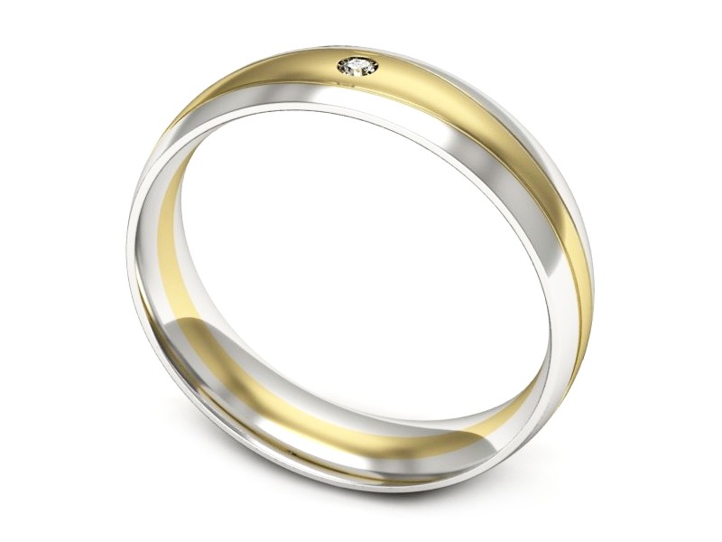 Obrączka z brylantem żółte i białe złoto - p16673bz — zdjęcie 3