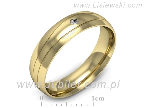 Obrączka z brylantem żółte złoto próba 585 - p16673z- 1