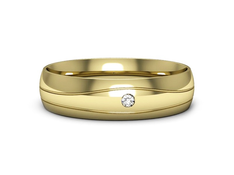 Obrączka z brylantem żółte złoto - p16673z — zdjęcie 2