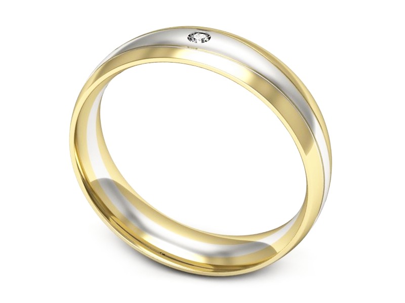 Obrączka z brylantem żółte i białe złoto - p16673zb — zdjęcie 3