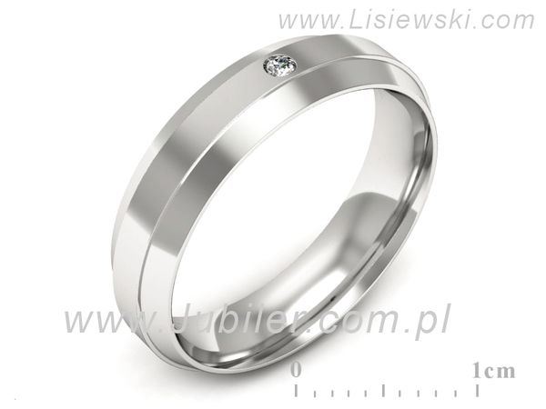 Obrączka z brylantem białe złoto próba 585 - p16674b- 1