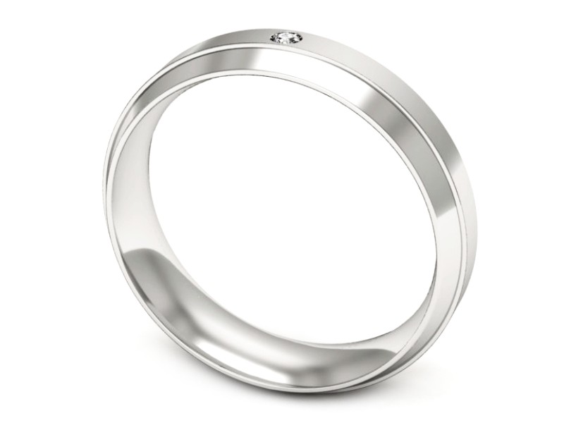 Obrączka z brylantem białe złoto - p16674b — zdjęcie 3