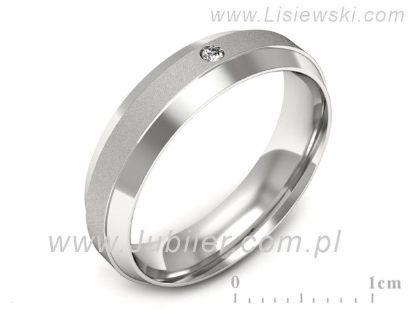 Obrączka z brylantem białe złoto próba 585 - p16674bms- 1