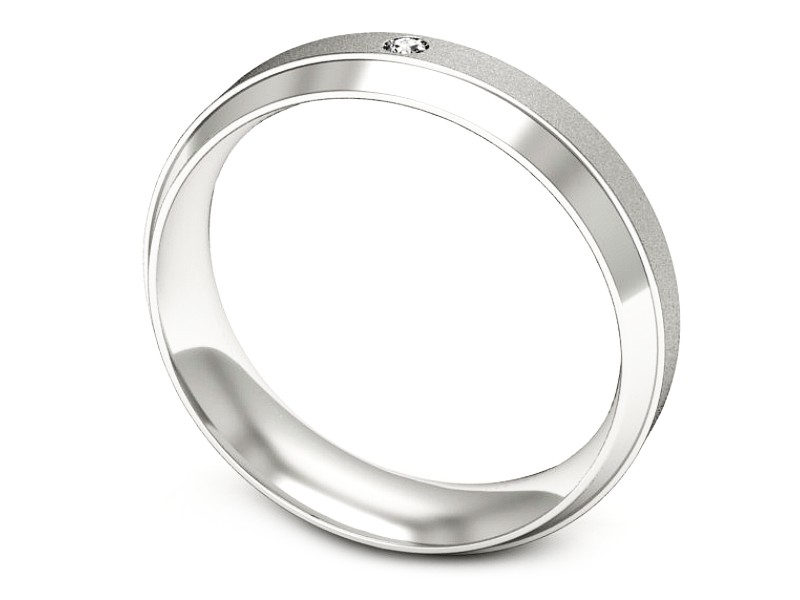 Obrączka z brylantem białe złoto - p16674bms — zdjęcie 3