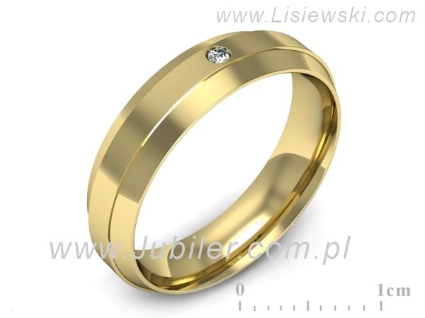 Obrączka z brylantem żółte złoto próba 585 - p16674z- 1