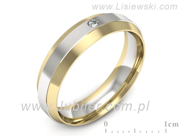 Obrączka z brylantem żółte i białe złoto dwukolorowe - p16674zb- 1