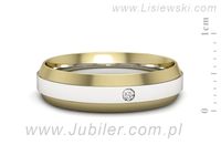 Obrączka z brylantem żółte i białe złoto dwukolorowe - p16674zb- 2
