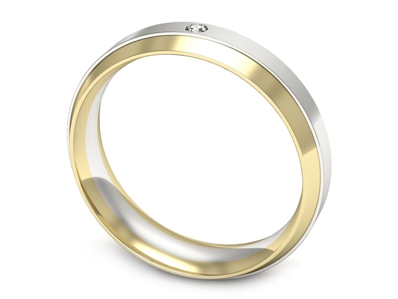 Obrączka z brylantem żółte i białe złoto - p16674zb — zdjęcie 3