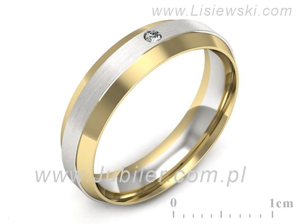 Obrączka z brylantem żółte i białe złoto dwukolorowe - p16674zbmp- 1
