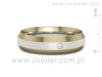 Obrączka z brylantem żółte i białe złoto dwukolorowe - p16674zbmp- 2