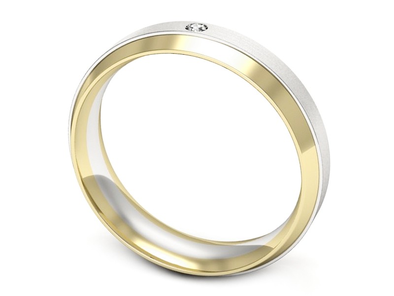 Obrączka z brylantem żółte i białe złoto - p16674zbmp — zdjęcie 3