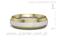 Obrączka z brylantem żółte i białe złoto dwukolorowe - p16674zbms- 2