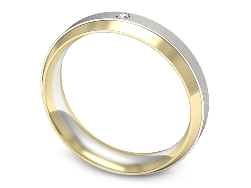 Obrączka z brylantem żółte i białe złoto - p16674zbms — zdjęcie 3