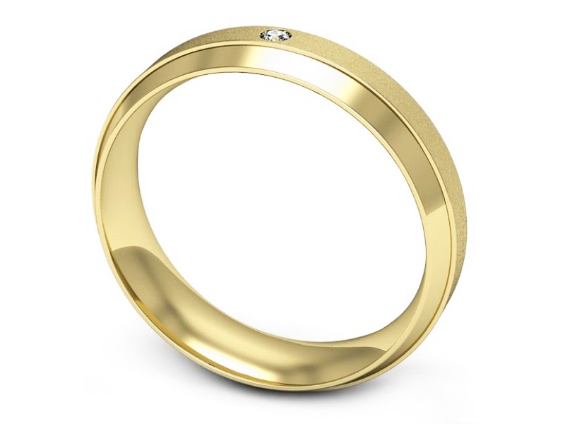 Obrączka z brylantem żółte złoto - p16674zms — zdjęcie 3