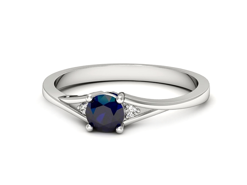 Pierścionek z szafirem i brylantami - p16675bsz — zdjęcie 2