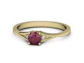 Złoty pierścionek z rubinem i brylantami - p16675zr - 2