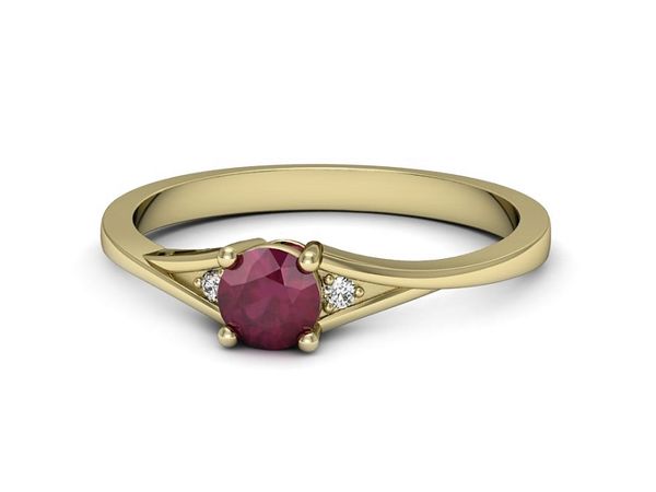 Złoty pierścionek z rubinem i brylantami - p16675zr