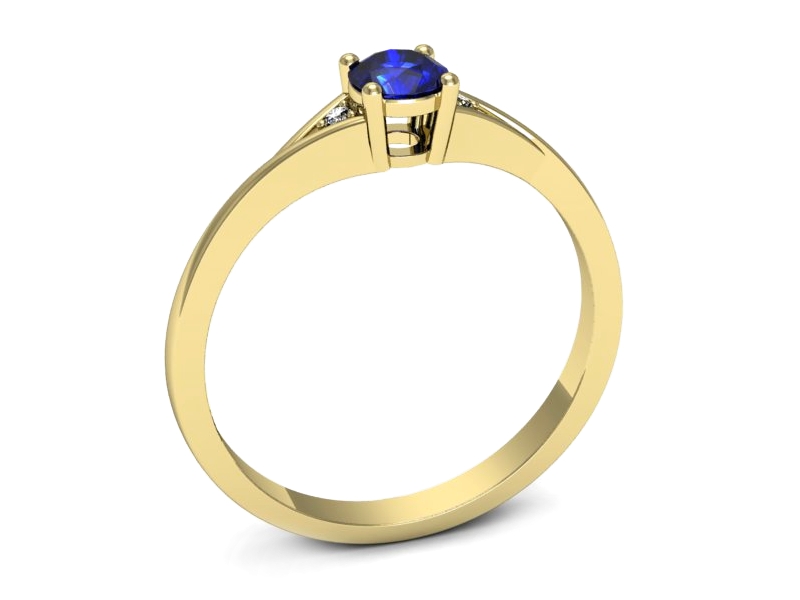 Złoty pierścionek z szafirem i brylantami - p16675zszc — zdjęcie 3