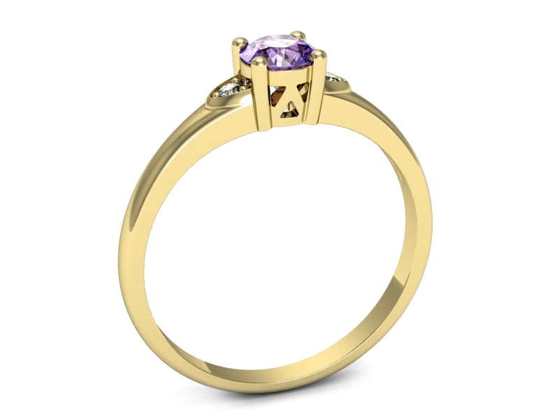 Pierścionek z tanzanitem i brylantami żółte złoto - p16676zt — zdjęcie 3