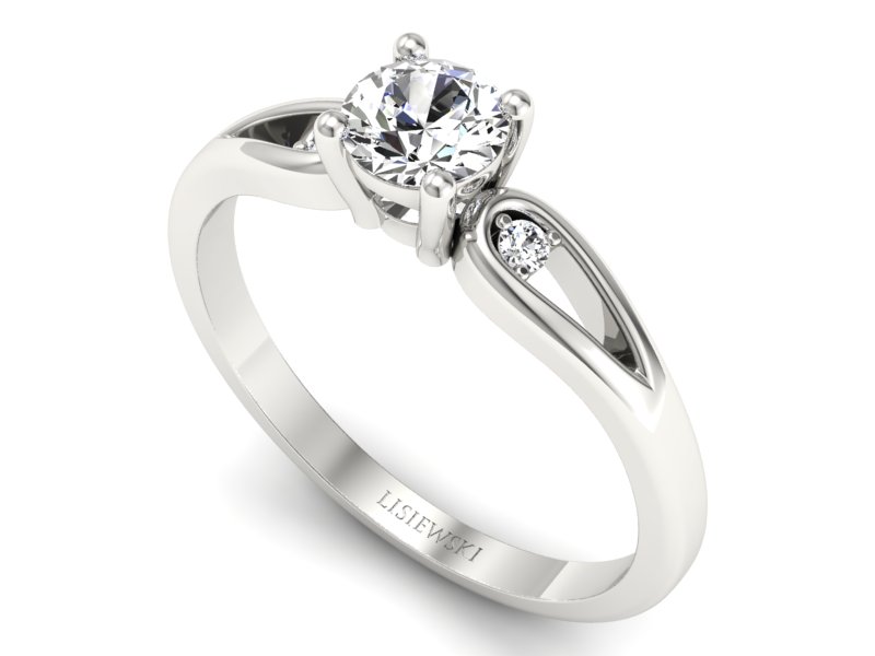 Złoty pierścionek z brylantami białe złoto - p16677b — zdjęcie 3