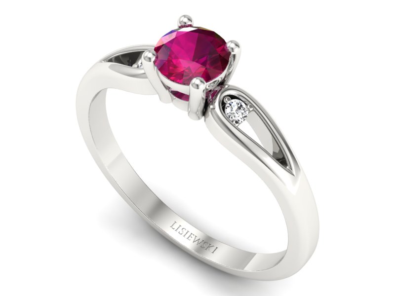 Pierścionek z rubinem i brylantami białe złoto - p16677br — zdjęcie 3