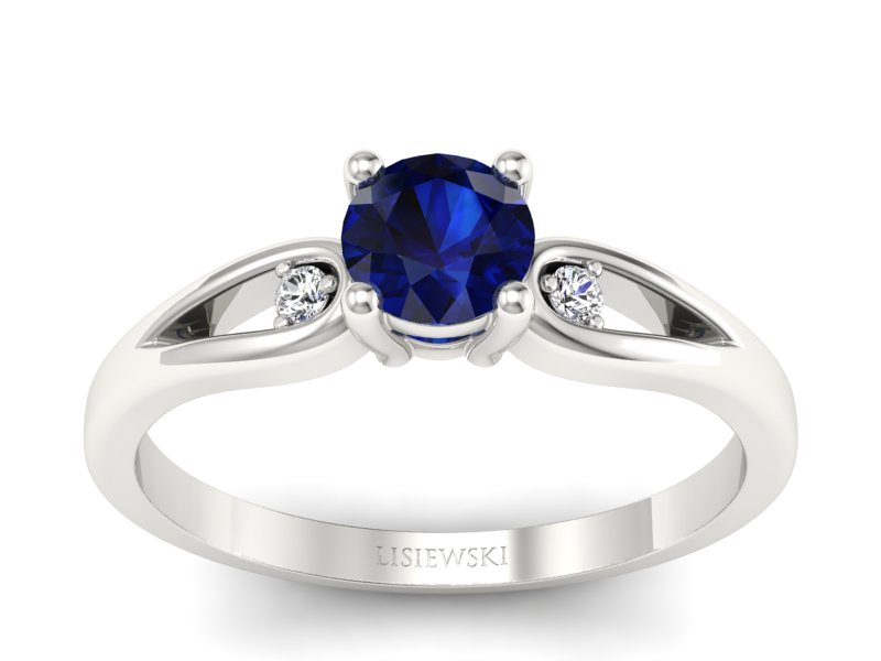Pierścionek z szafirem i brylantami - p16677bsz