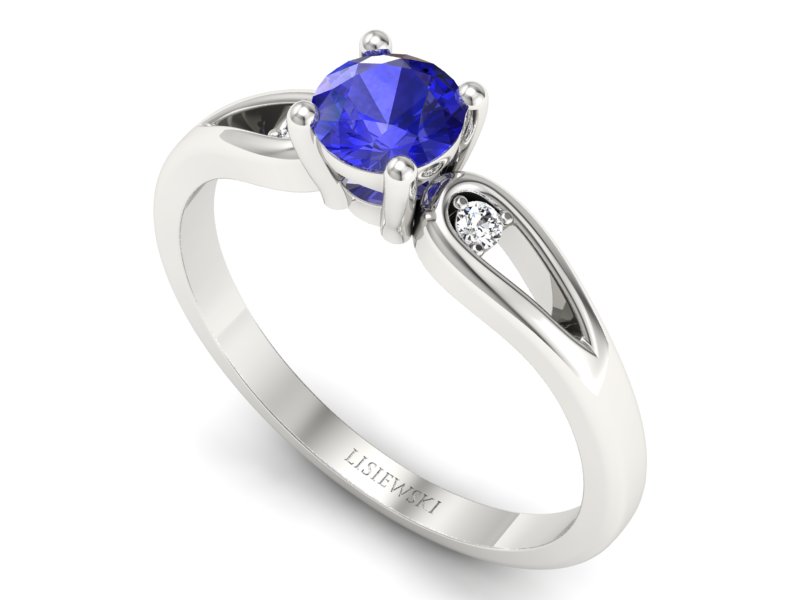 Pierścionek z szafirem i brylantami - p16677bszc — zdjęcie 3