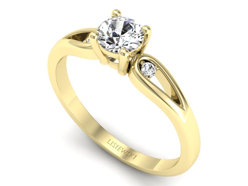 Złoty pierścionek z brylantami żółte złoto - p16677z — zdjęcie 3