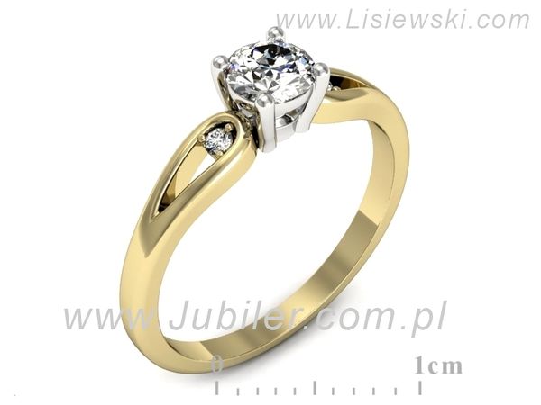 Pierścionek z diamentami żółte i białe złoto próba 585 - p16677zb- 1