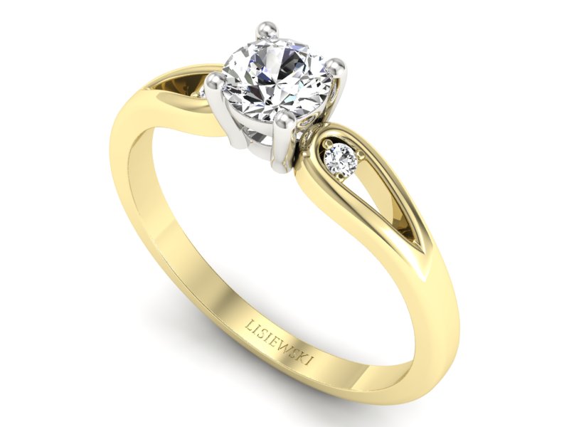 Pierścionek z diamentami żółte i białe złoto - p16677zb — zdjęcie 3