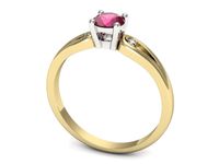 Pierścionek z rubinem i diamentami w żółtym i białym złocie - p16677zbr- 3