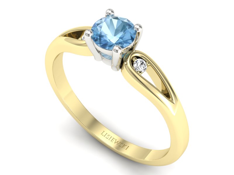 Pierścionek z topazem i brylantami - p16677zbtp — zdjęcie 3