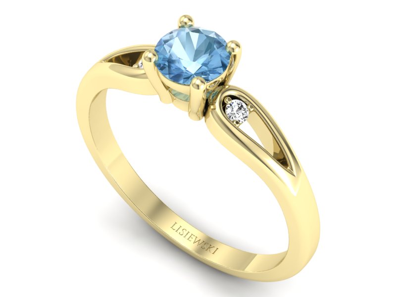Złoty pierścionek z topazem i brylantami - p16677ztp — zdjęcie 3