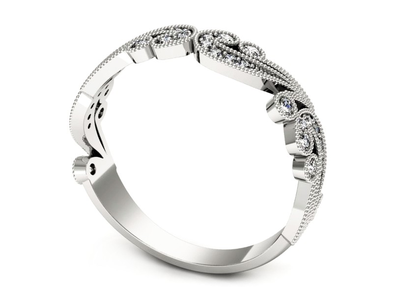 Pierścionek obrączka z brylantami białe złoto - p16678b — zdjęcie 3