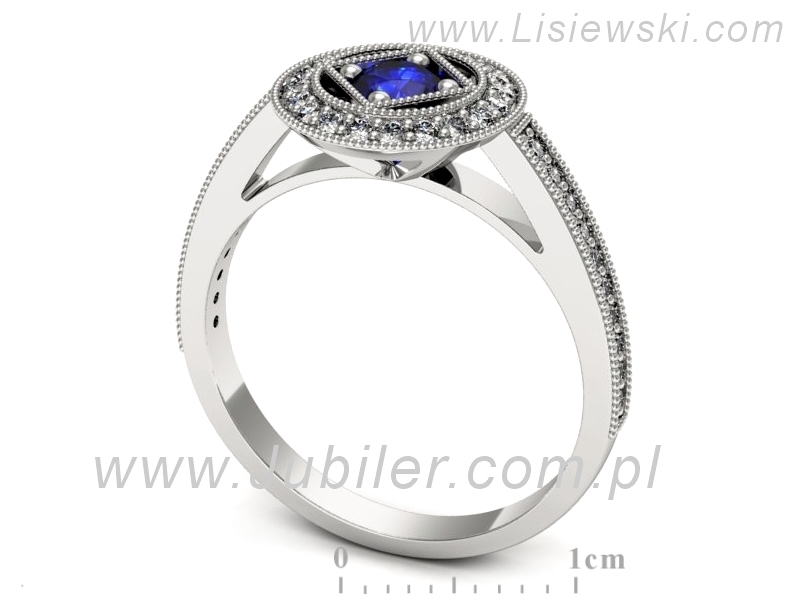 Pierścionek z szafirem i brylantami - p16679bszc — zdjęcie 3
