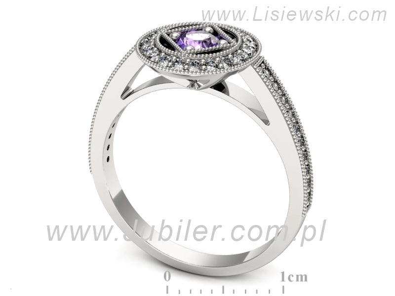 Pierścionek z tanzanitem białe złoto i brylantami - p16679bt — zdjęcie 3