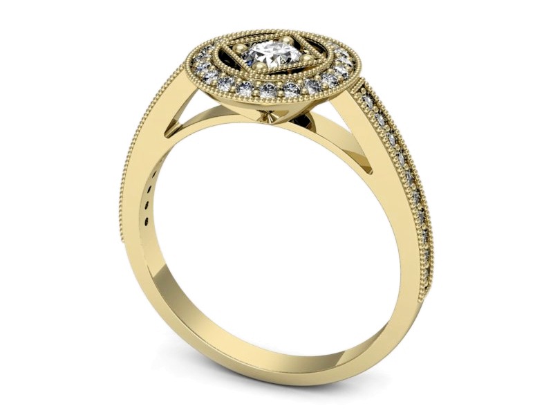 Złoty pierścionek z brylantami żółte złoto - p16679z — zdjęcie 3