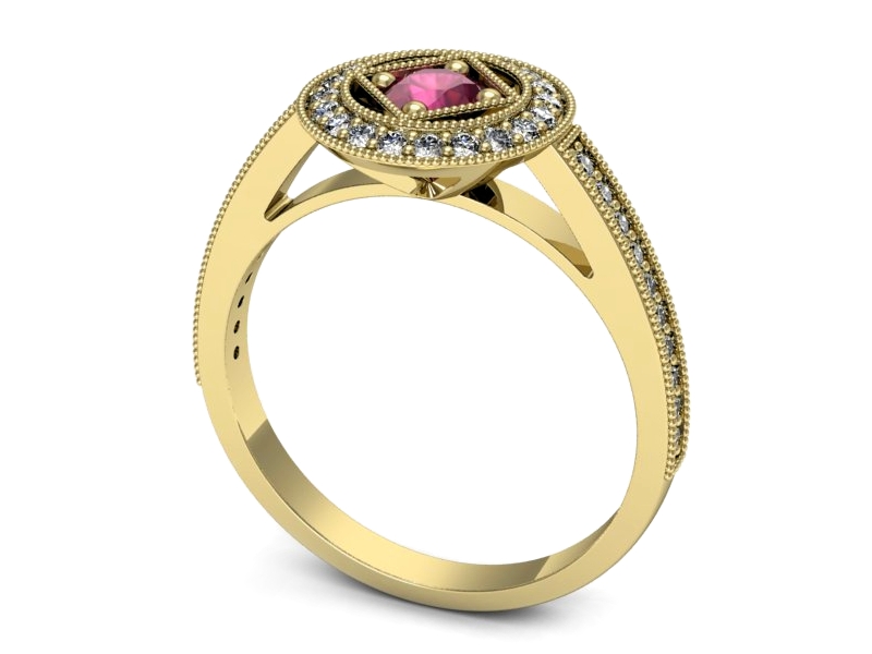 Pierścionek z rubinem i brylantami - p16679zr — zdjęcie 3