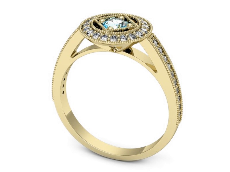 Złoty pierścionek z topazem i brylantami - p16679ztp — zdjęcie 3