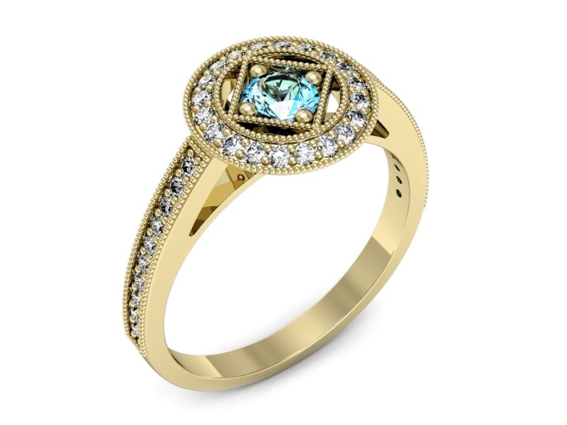 Złoty pierścionek z topazem i brylantami - p16679ztp