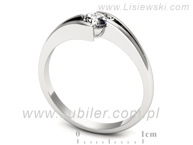 Złoty pierścionek z brylantem białe złoto - p16681b — zdjęcie 3