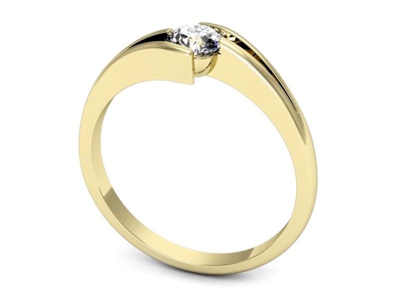 Złoty pierścionek z brylantem żółte złoto - p16681z — zdjęcie 3
