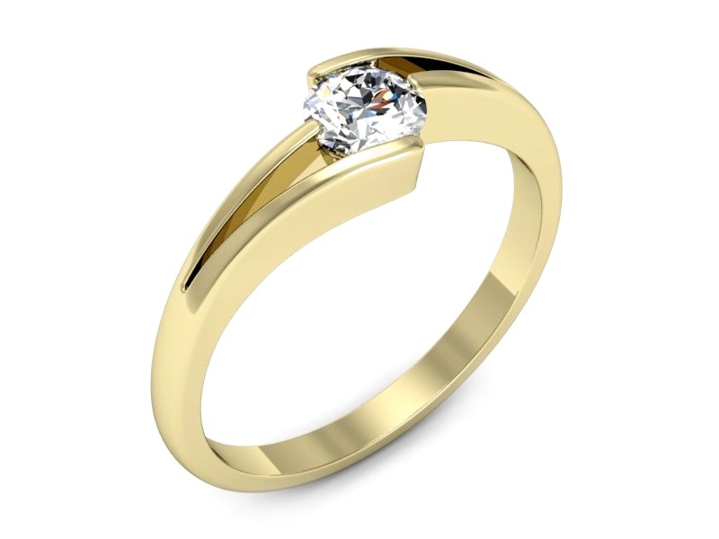 Złoty pierścionek z brylantem żółte złoto - p16681z